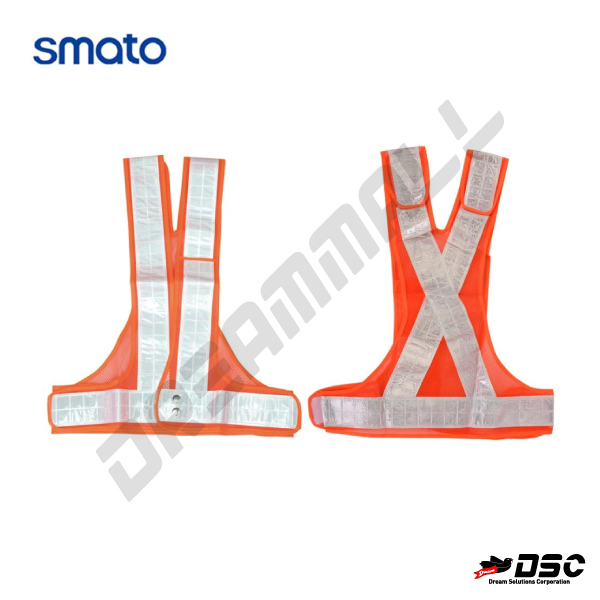 [SMATO] SM-104R Reflective Vest 주황색 안전조끼 (스마토/안전조끼/안전가드/안전복) / Size Free 490*570mm